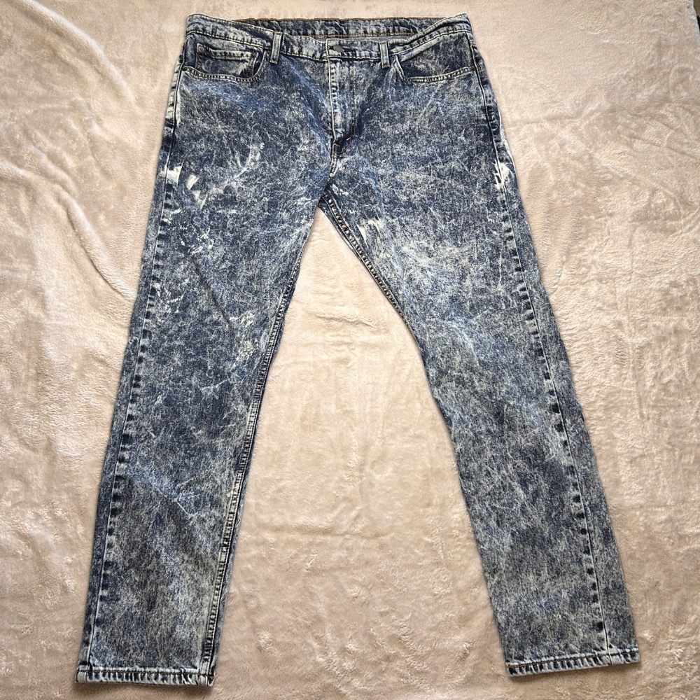 Mens Levis 512 Acid Wash Jeans 39x31 Mid Rise Slim Taper Leg Denim Retro 80s - Picture 2 of 13